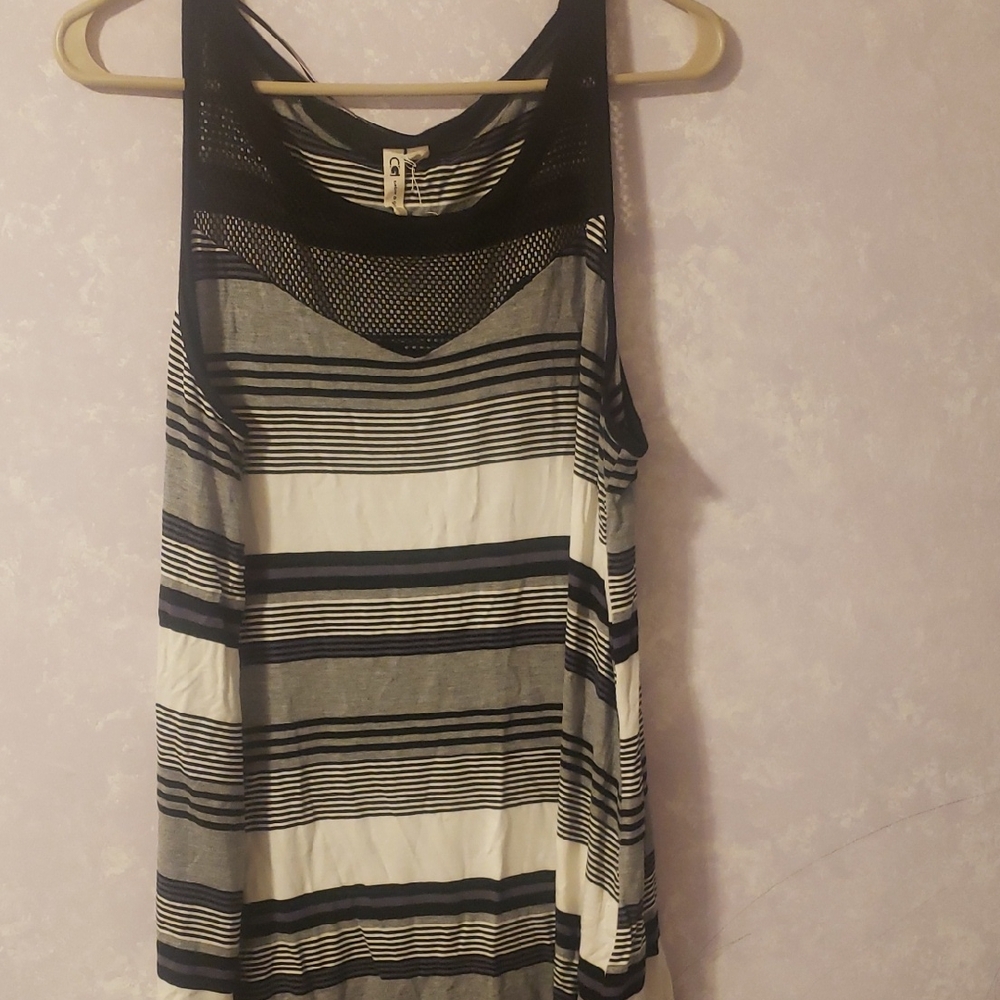 Cable & Gauge Asymmetrical Black and Gray Tank Top